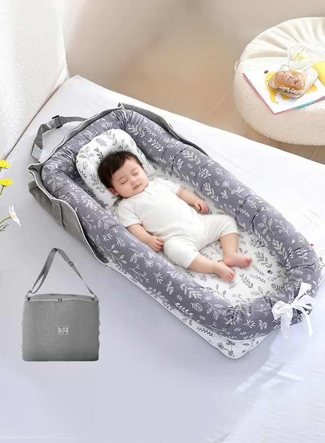 والالا سرير طفل قطني محمول وقابل للطي مع وسادة، سرير أطفال قابل للطي، كرسي استلقاء للأطفال، عش سفر للرضع، سرير محمول للأطفال حديثي الولادة، فراش محمول للأطفال - Image 1